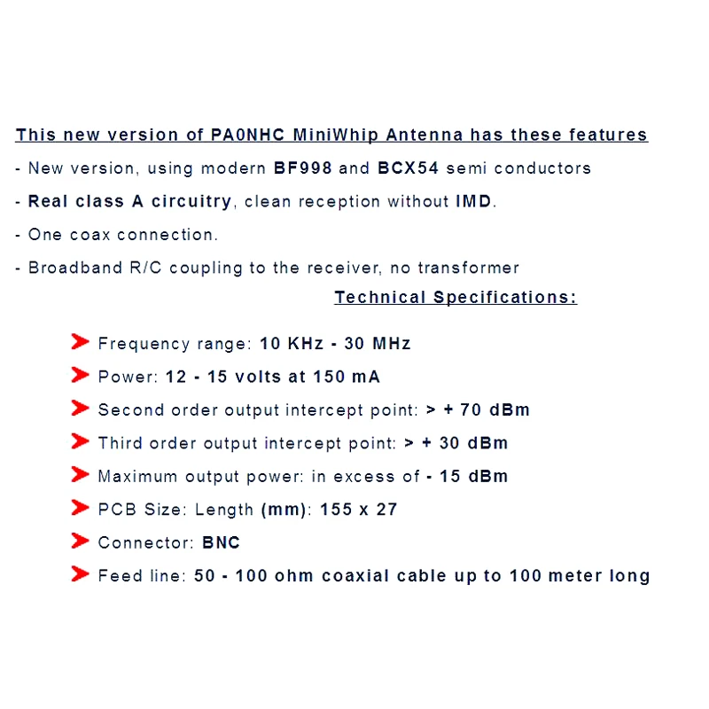 Портативная активная антенна MiniWhip HF LF VLF Mini Shortwave Sdr RX|Запасные части| |