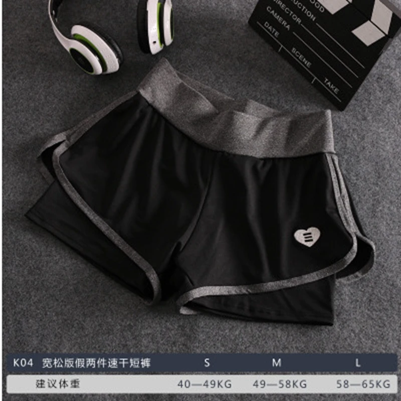 

Women sport shorts Korean tight running fake two sports shorts anti-light fitness 2 in 1 yoga short pants