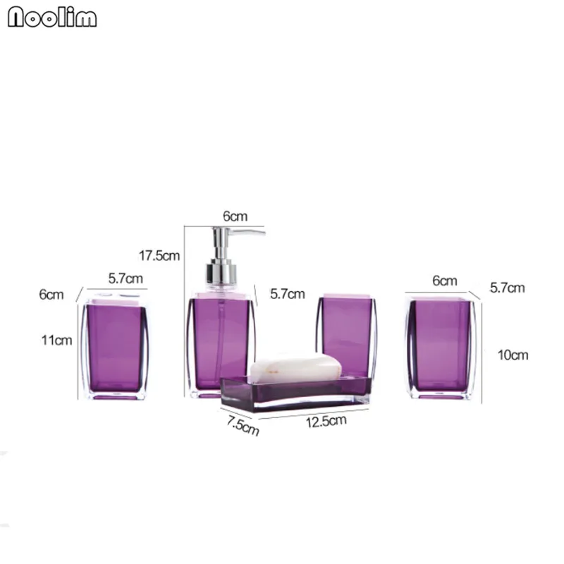 NOOLIM 4 шт./компл. простой акриловый однотонный набор для ванной комнаты Набор