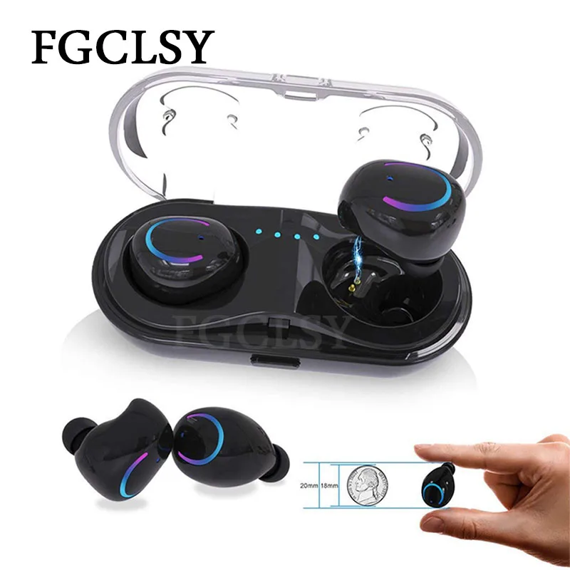 Fgclsy Q18 мини Беспроводной Bluetooth наушники-вкладыши стерео наушники с шумоподавлением Беспроводной, гарнитура с микрофоном, наушники с зарядный чехол