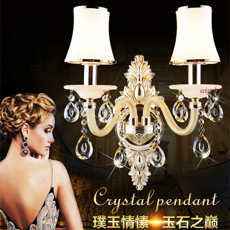 

LED Zinc alloy European style CRYSTAL lamp Collocation luxurious WALL lamps k9 CRYSTAL K9 E14 wall lamp 110v 220v