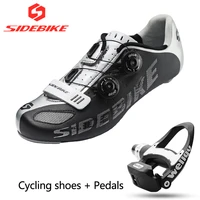 sidebike carbon road cycling shoes men racing shoes sets including pedals road bike self locking bicycle sneakers breathable