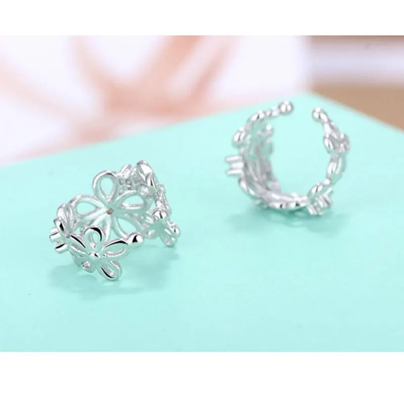 Женские серьги с розами ANENJERY серебряные клипсы 925 пробы S E398|clip earrings for women|ear clip