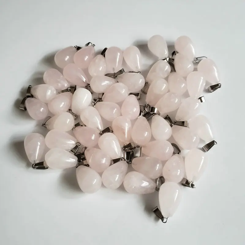 

Fashion natural stones Quartz Rose water drops Pendants & necklaces for making Jewelry charm Point parts 50pcs/lot wholesale