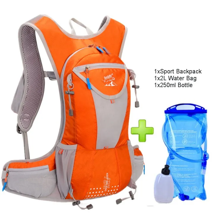orange and water bag 15L водонепроницаемый велосипедный рюкзак дышащая велосипедная сумка нейлоновая велосипедная походная альпинистская Походное питье рюкзак с 2L сумка для воды - Цвет: orange and water bag