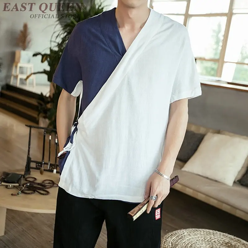 Traditional chinese clothing for men male Chinese mandarin collar shirt blouse wushu kung fu outfit tops linen FF1161 | Тематическая
