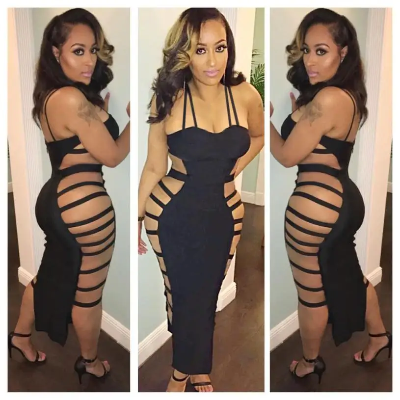 Повязки Vogue женское платье многоразовая одежда Высокая улица Bodycon Strappy без рукавов выдалбливают Платья вечерние для ночного клуба Femme Vestidos