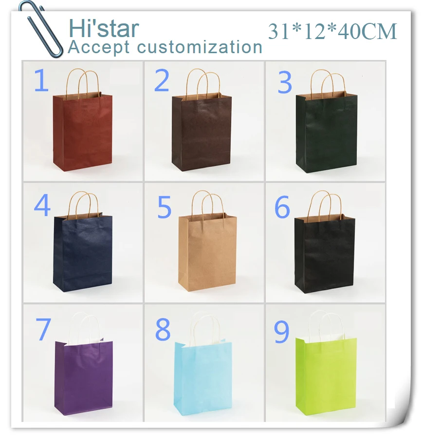 31*12*40cm 10pcs for NEW kraft handle gift paper bag Christmas/Festival/Birthday/wedding/ bags Good quality Wholesale price | Багаж и