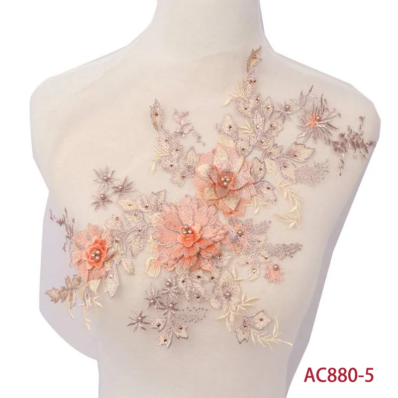 Rasolife 3D Flowers DI Patch Lace Applique Sew On Patches Floral embroidered flower applique For Wedding Dress AC880 | Дом и сад