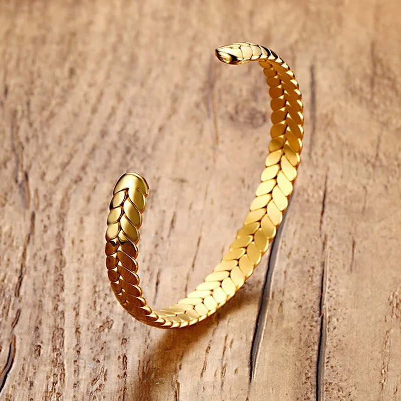 Мужские браслеты манжеты из нержавеющей стали индент золотой цвет уникальные