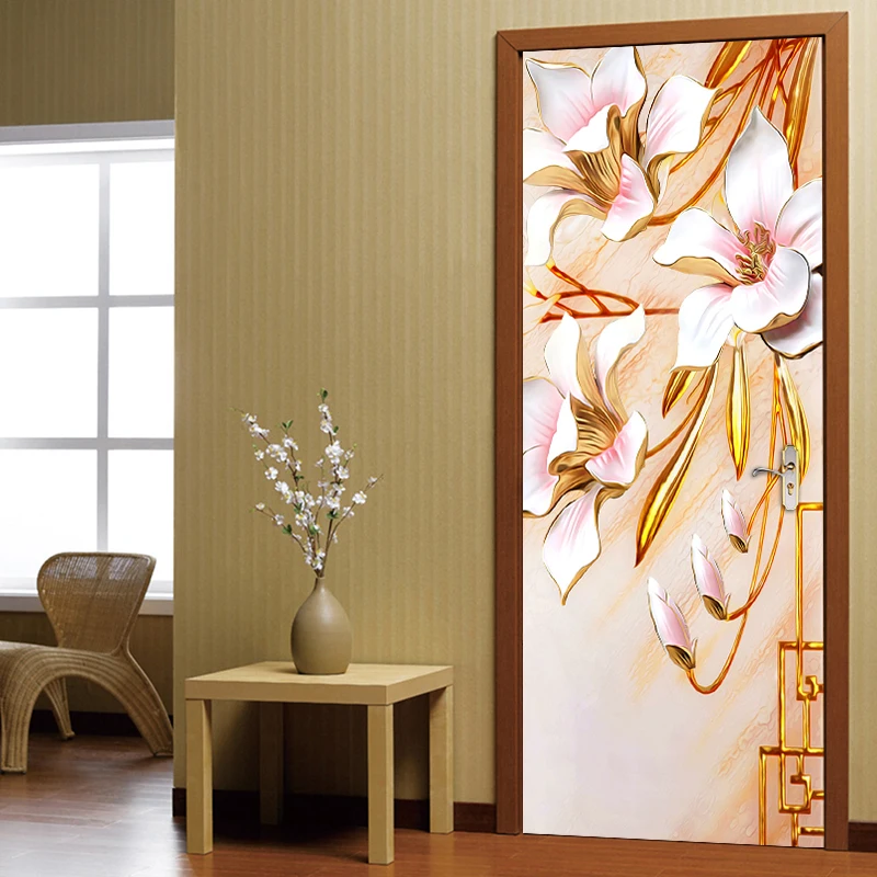 3D Door Sticker DIY Self-adhesive Waterproof Mural PVC Vinyl Wallpaper Wall Decals Living Room Bedroom Decoration Stickers | Дом и сад