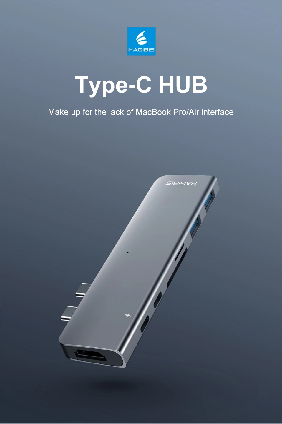 Xiaomi hagides usb type-C зарядный адаптер 7 в 1 TF/SD/PD/2 USD 3,0/концентратор HDMI зарядный конвертер зарядное устройство для Macbook Pro/air