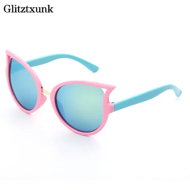 Новинка 2018 детские солнцезащитные очки Glitztxunk кошачий глаз для девочек и