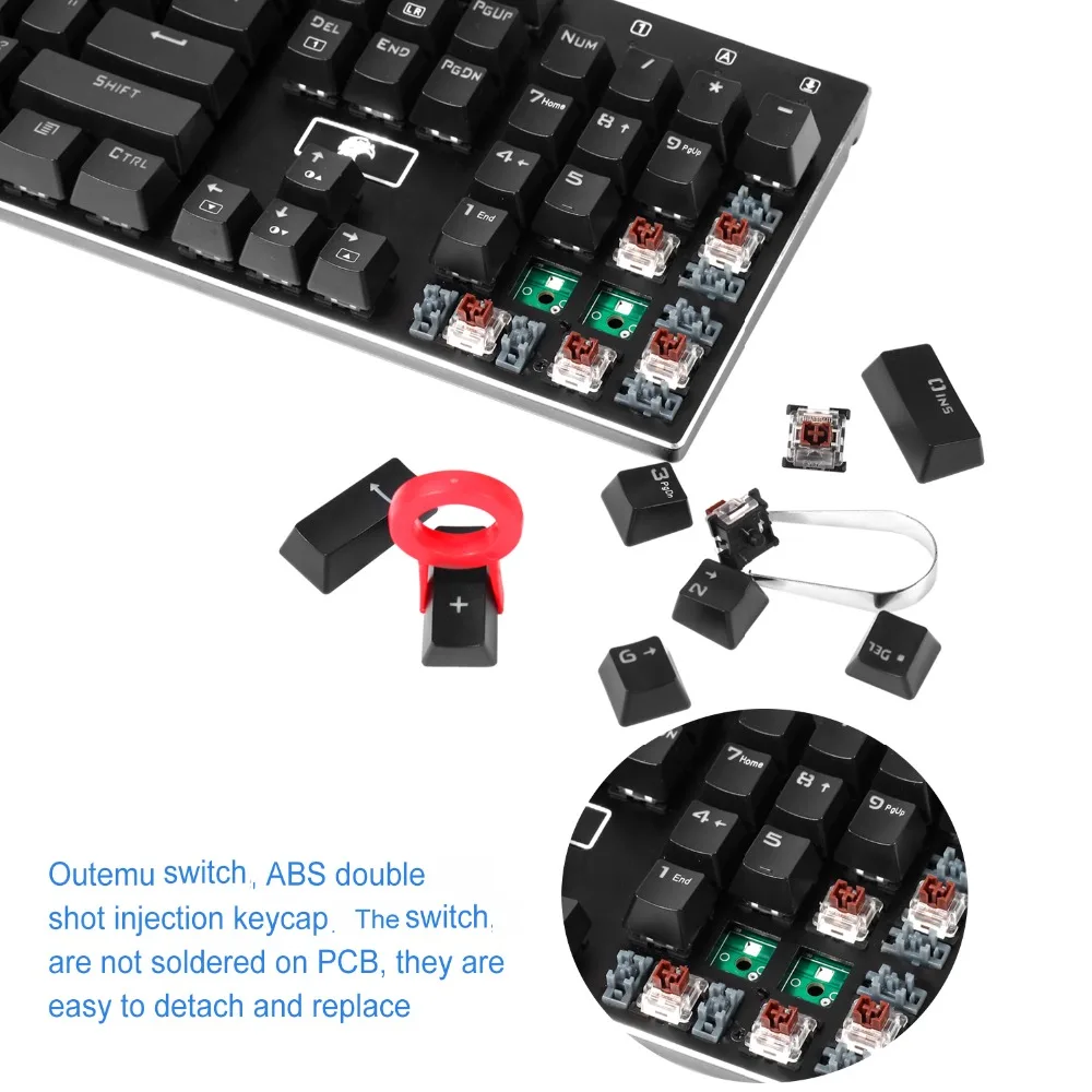 Механическая клавиатура Z88 RGB с коричневым переключателем Outemu 104, тактильная, не щелкающая алюминиевая игровая клавиатура для геймера