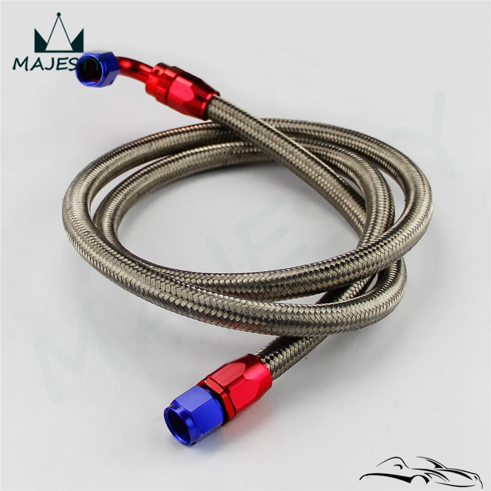 Серебряный 63 &quot8AN нейлоновый стальной Плетеный нефтяной/топливной линии w/фитинг