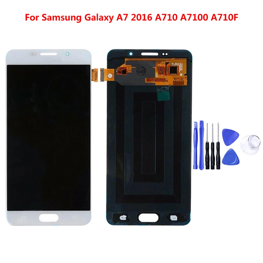 

ЖК-дисплей для SAMSUNG Galaxy A7 2016, A7100, A710F, A710, сенсорный экран, дигитайзер, замена, черный, белый