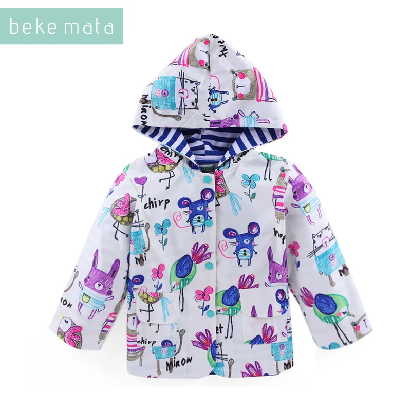 BEKE MATA Cartoon Spring Jackets Girls 2018 Graffiti Toddler Windbreaker Waterproof Windproof Kids Outerwear Children Clothing | Детская