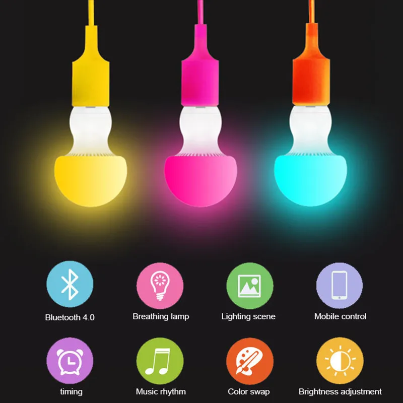 Bluetooth LED Bulb E27 RGBW 6W 4.0 Smart Light Timer Color Changeable By IOS / Android APP Dimmable AC85 265V|led bulb e27|bluetooth led bulbled