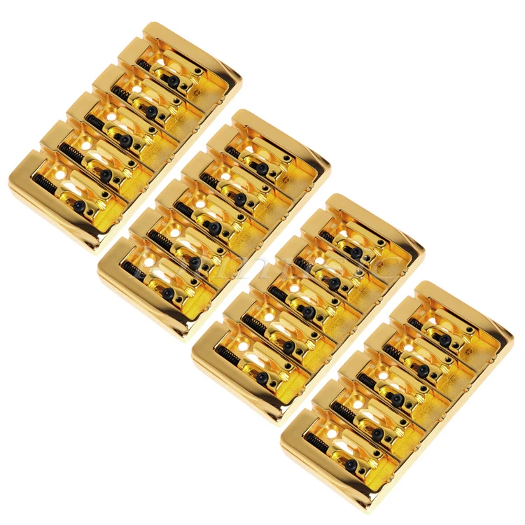 4Pcs 5 String Bridge Square Saddle Gold Plated 19mm Space With Srews Allen Wrench For Bass Guitar Replacement | Спорт и развлечения