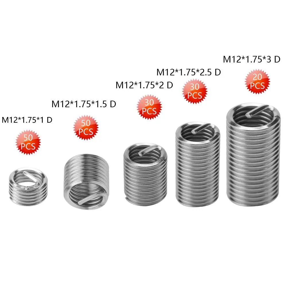 1 Набор M12 1D/1.5D/2D/2.5D/3D Резьбовая проволока из нержавеющей стали SS304 спиральные