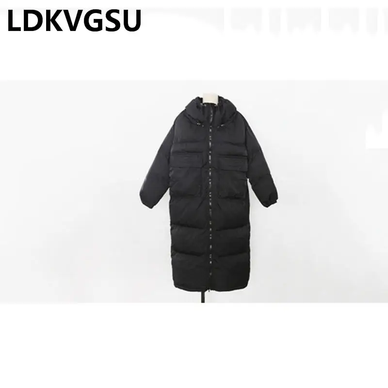 

2018 Winter New Korean Long Bread Clothing Women Loose Stand Collar Large Size Down Cotton Jacket Female Solid Parkas Is1439