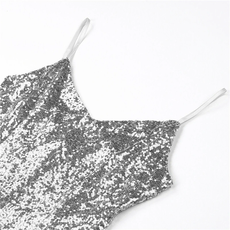 Женское платье с блестками на бретельках облегающее вечернее без рукавов