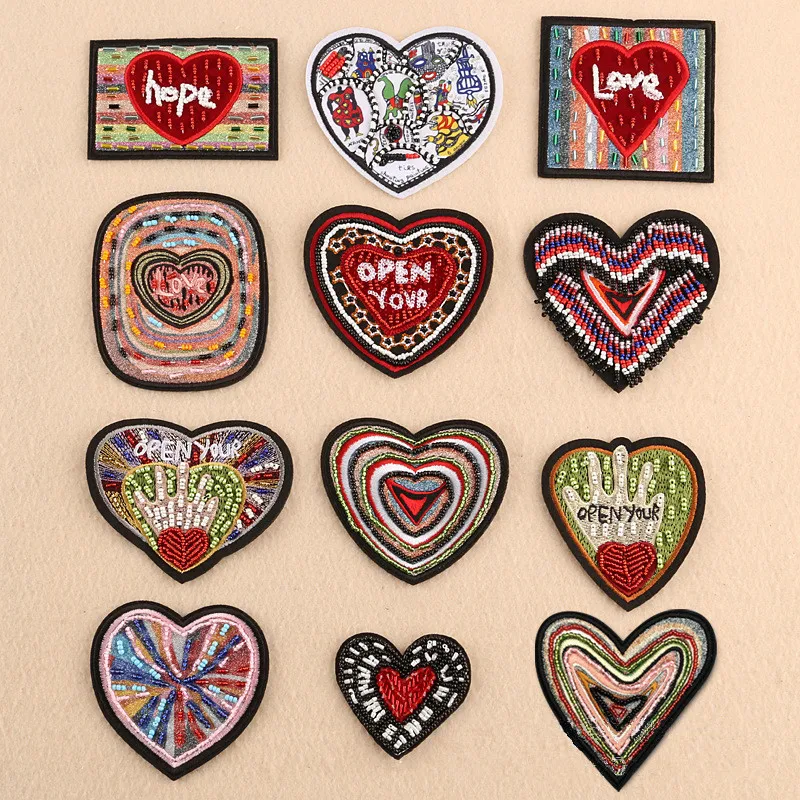 Из бисера на аппликация с блестками любящее сердце патчи блеск фетр 3D горный