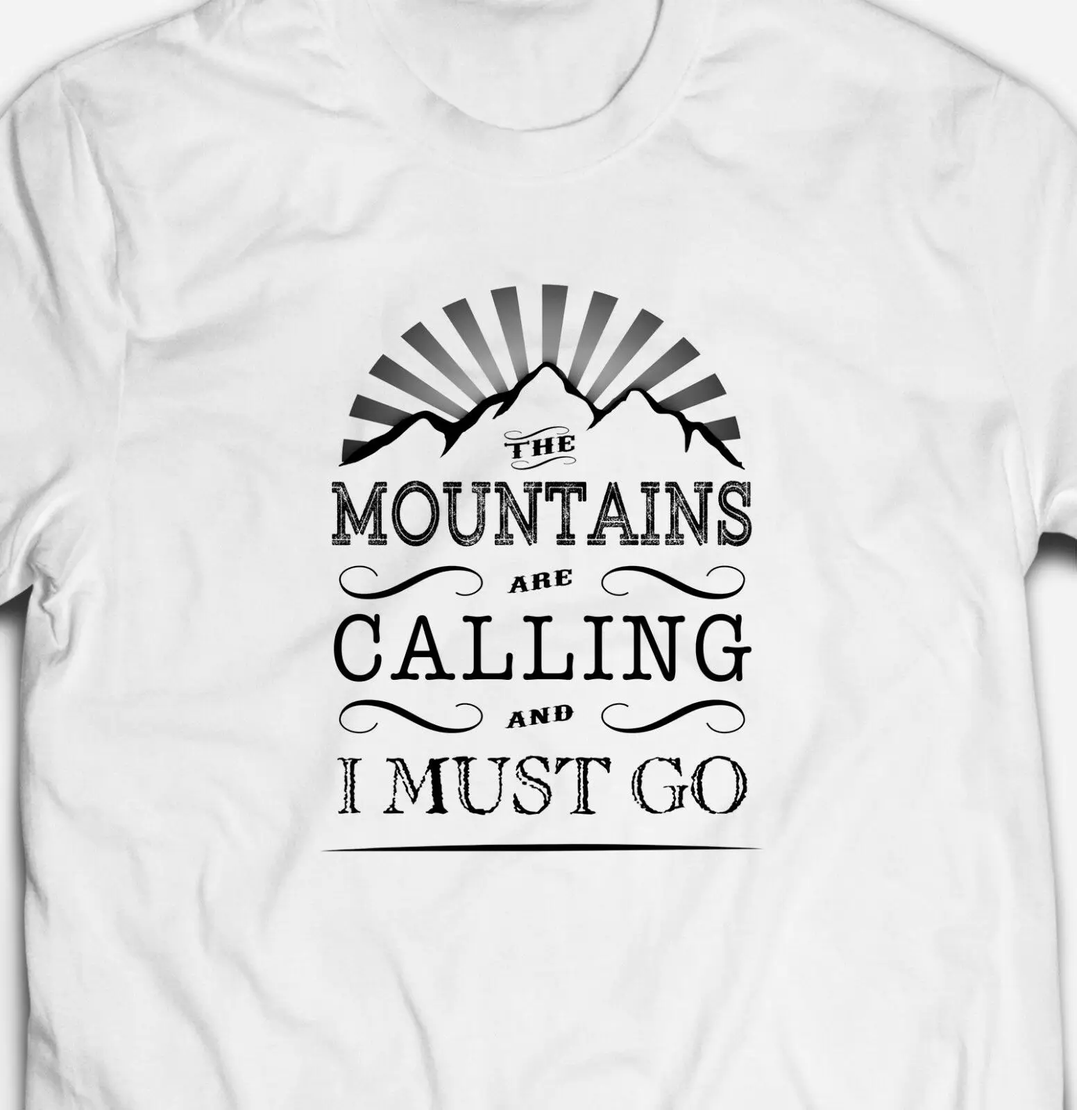 Модная классическая футболка с надписью The Mountains Are call And I Must Go Hiking Camping унисекс