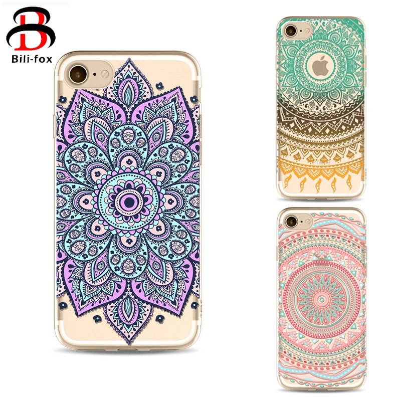 Живопись чехол для iPhone 6 6s Plus задняя крышка мандала цветок телефон ТПУ чехлы + Капа