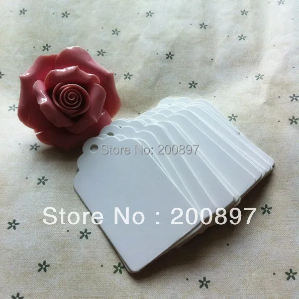 

500pcs wavy top blank white kraft paperboard gift tags 4*7cm DIY decoration marks notes tags