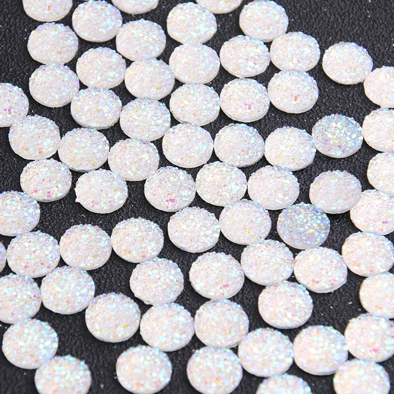 New Fashion 40pcs 12mm Mix Colors Natural Ore Style Flat Back Resin Cabochons For Bracelet Earrings Accessories