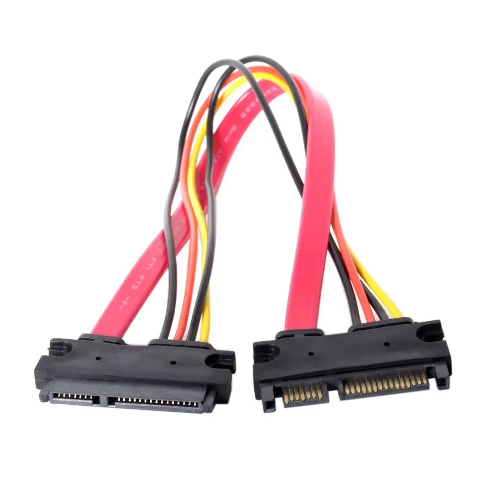 Удлинительный кабель SATA III 3 0 7 + 15 22 Pin для передачи данных 30 см красный