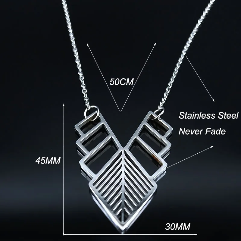 2021 Fashion Bohemia Geometric Stainless Steel Chain Necklace Women Silver Color Statement Jewelry joyas mujer N629S02 | Украшения и
