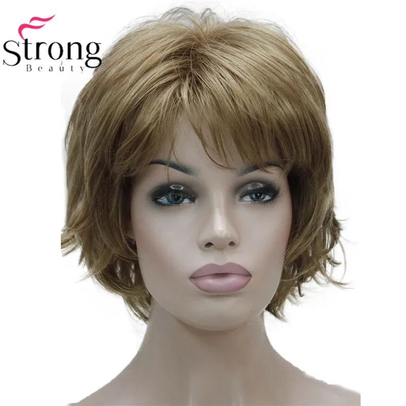 StrongBeauty короткий флип-ап блонд микс полный синтетический парик выбор цвета - Цвет: #19