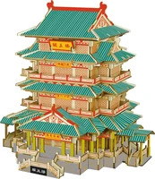 candice guo wooden toy 3d puzzle hand work diy assemble kit teng wang tower prince teng pavilion birthday christmas gift 1pc