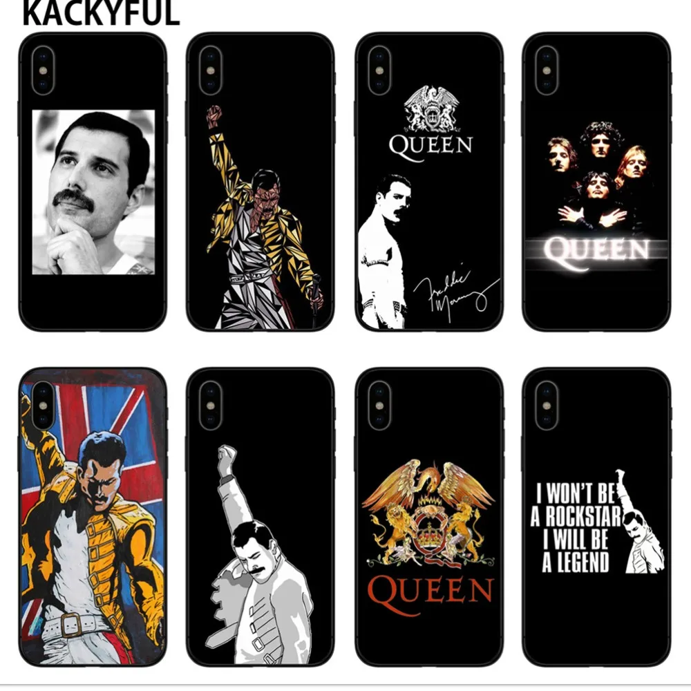 KACKYFUL чехол для телефона iPhone X XR XS Max 8 8Plus 7 7Plus 6 6S Plus 5S SE Freddie Mercury Queen band мягкий