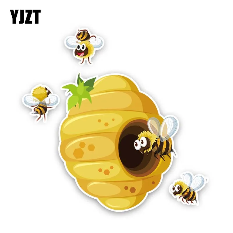 

YJZT 15.4CM*15.1CM Bees Build Beehives Car Sticker Originality PVC Decal 12-300919