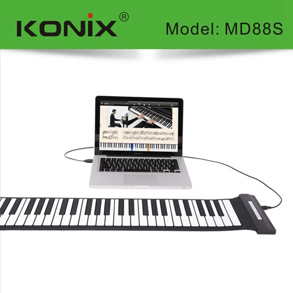 Новое поступление Гибкая силиконовая USB 88 клавишная клавиатура MIDI электронная