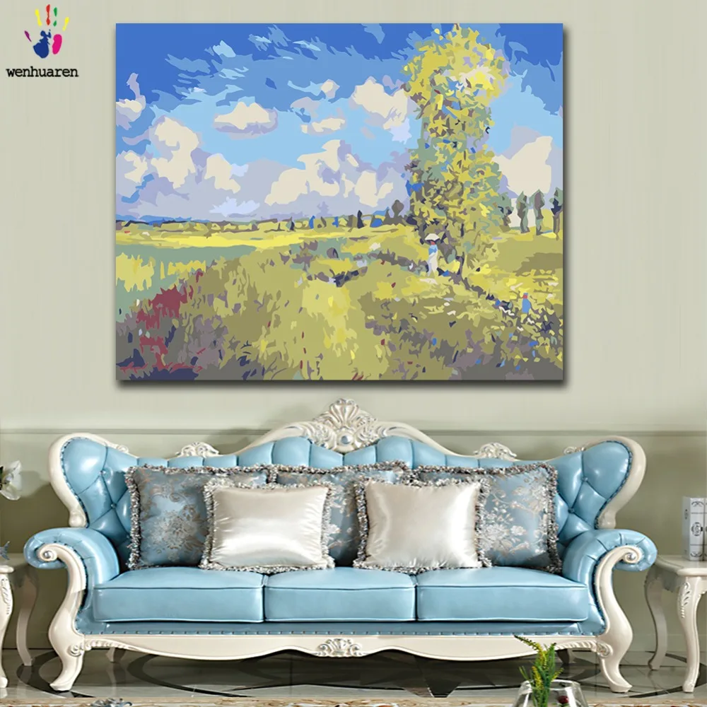 DIY картинки для раскраски по номерам с цветами Маки в Argenteuil Monet картина рисования
