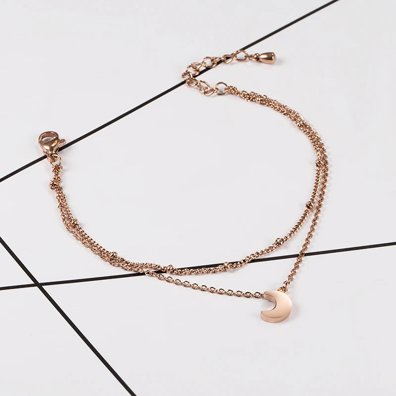 Moon Shells Bracelet Titanium Steel Material Inlaid Natural Rose Gold Color Trendy Bracelets Women Jewelry Birthday Gift | Украшения и
