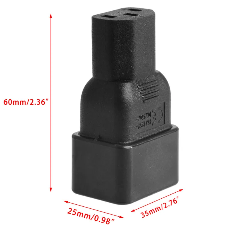 3-контактный переходник IEC 320 с разъемом C13 на штекер C20 для блока питания