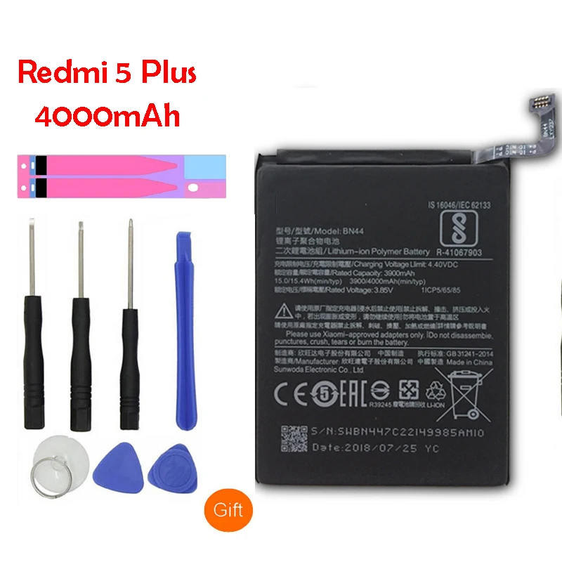 QrxPower оригинальный BN44 запасная батарея для Xiaomi Redmi 5 Plus реальная емкость 4000 мАч