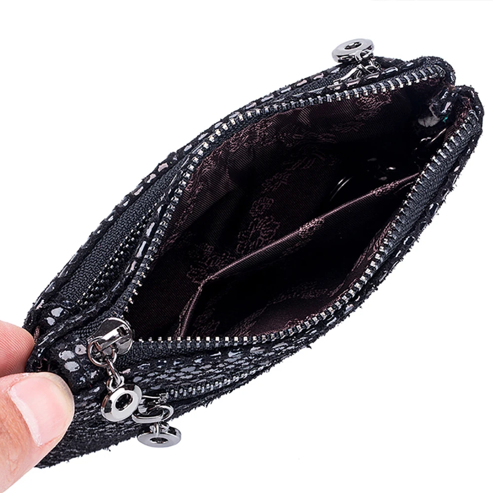 Snake Skin Pattern Metal Bee Accessory Zipper Coin Change Bag 2020 New Fashion Genuine Leather Multi-layer Soft for Ladies | Багаж и сумки