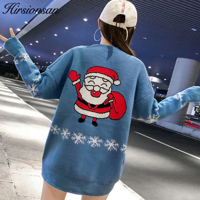 Hirsionsan Рождественский свитер 2019 зимняя Осенняя вязаная Забавный корейский