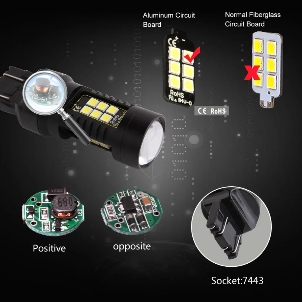 2 шт. Автомобильные светодиодные лампы T20 Led 7440 7443 SRCK W21W W21/5W WY21W|Сигнальная лампа| |