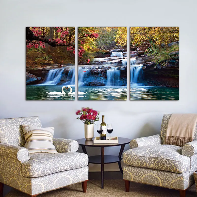 3 шт. домашний декор настенная живопись без рамки холст фотопечать водопад лес