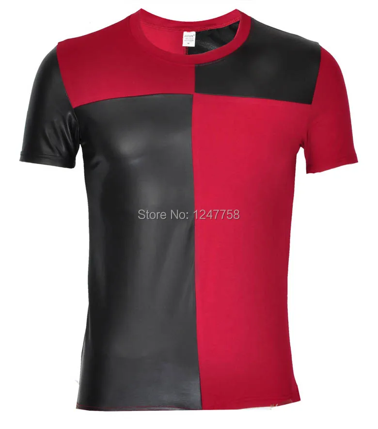 Новая мужская футболка с перекрестными вставками Топы жилет из кожи и хлопка