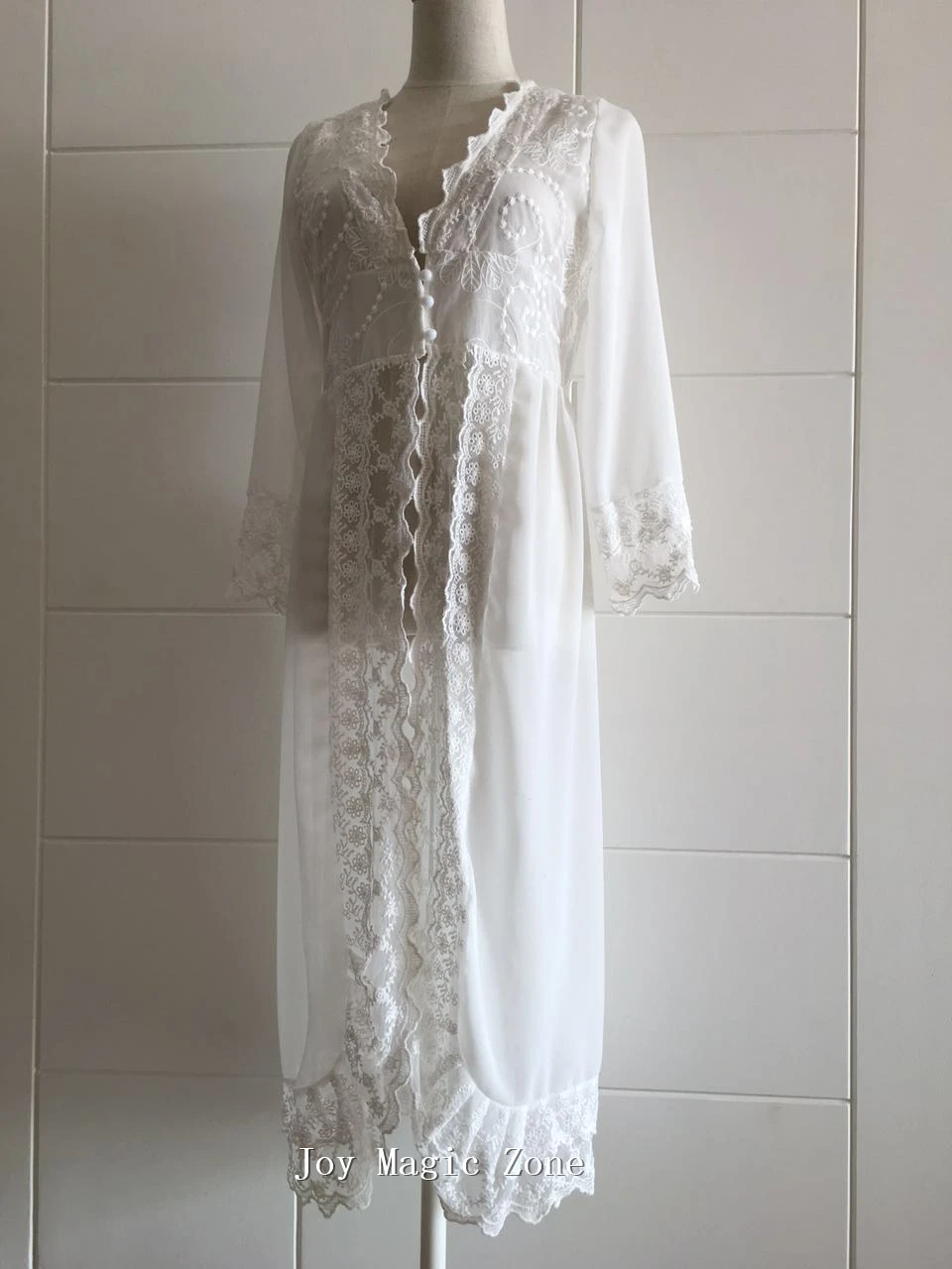 yomrzl new arrival summer sexy lace woman's robe, white lace chiffon sleepwear, princess nightgown L175