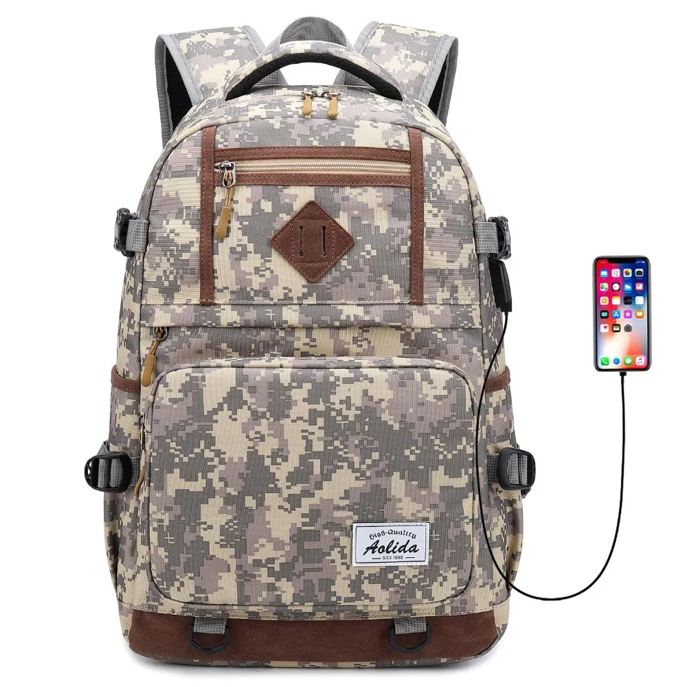 Военный камуфляжный нейлоновый вместительный школьный рюкзак, вместительный дорожный рюкзак с USB-интерфейсом, школьный рюкзак