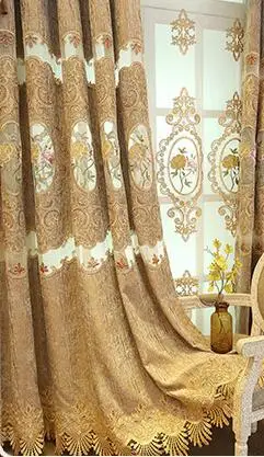 Curtains Роскошные жаккардовые европейские вышитые занавески для гостиной шторы цветочные для спальни двери кухонные шторы - Цвет: Curtains